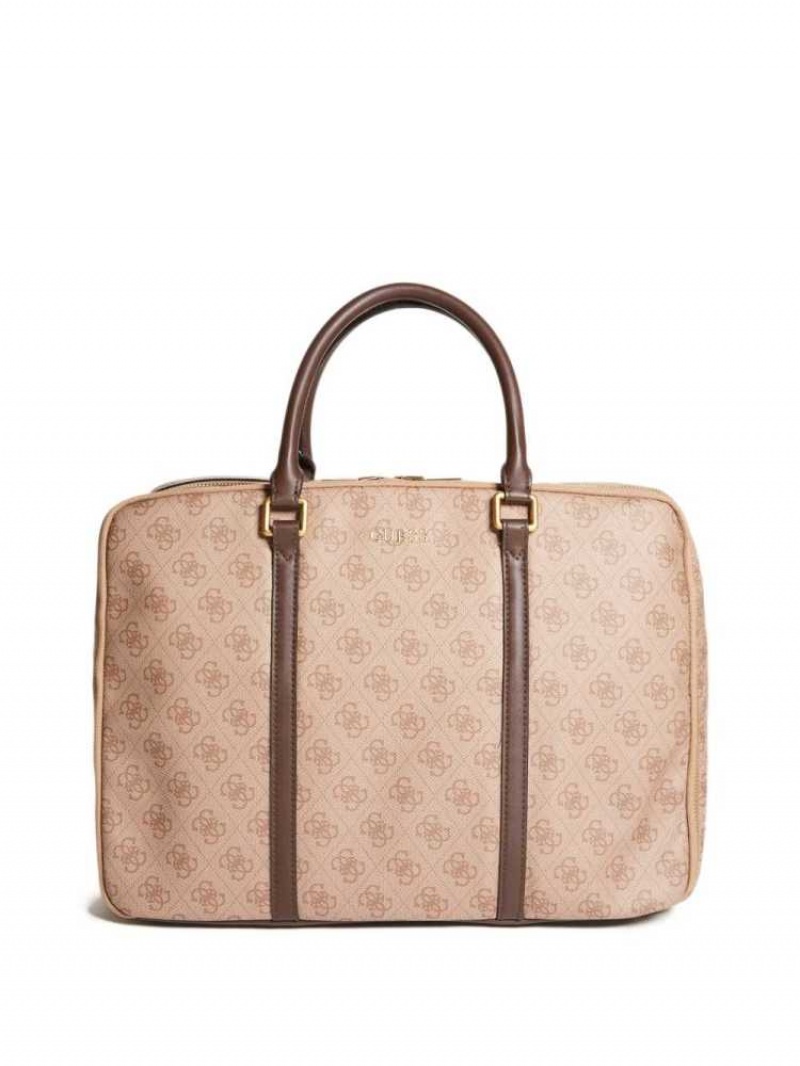 Men's Guess Vezzola Top Handle Handbags Brown | 1802-XUAOR