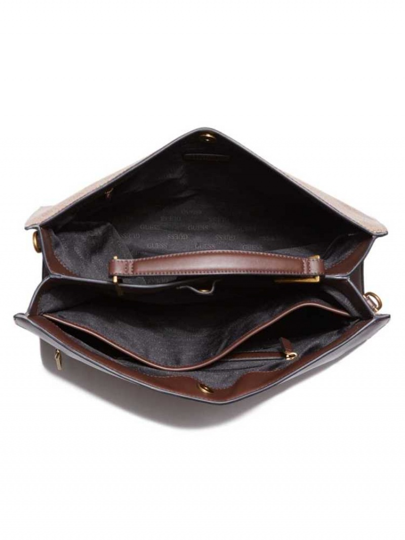 Men's Guess Vezzola Work Handbags Brown | 2943-ZKHDN