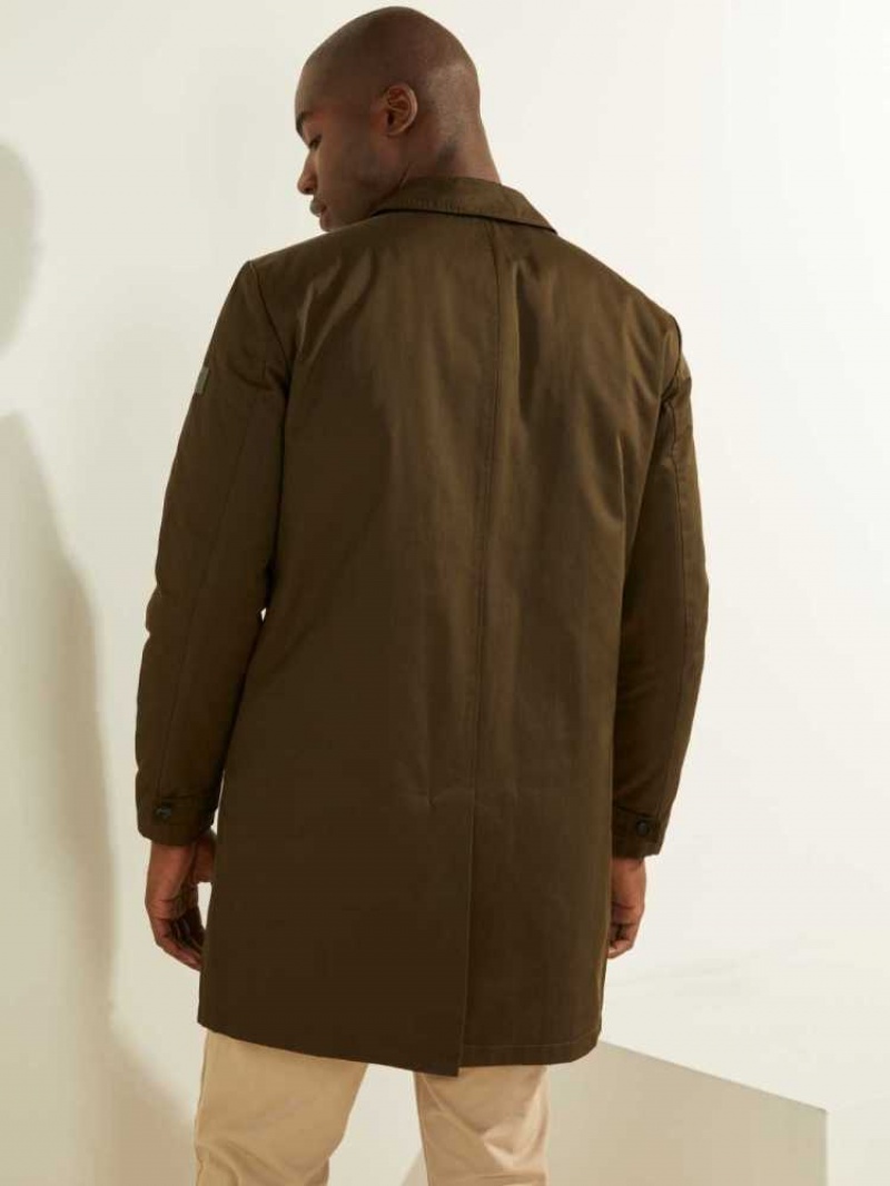 Men's Guess Zip-Up Raincoat Coats Green | 1592-DWSYC