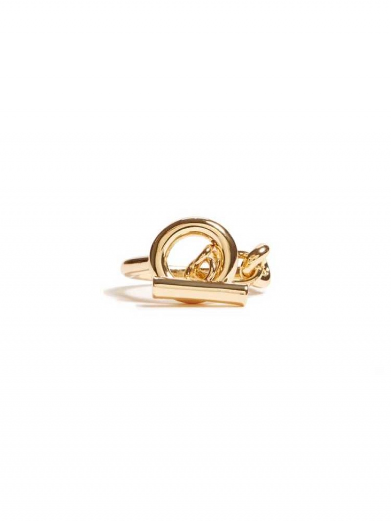 Women's Guess 14KT Plated Toggle Ring - Size 7 Ring Gold | 4106-TOEBM