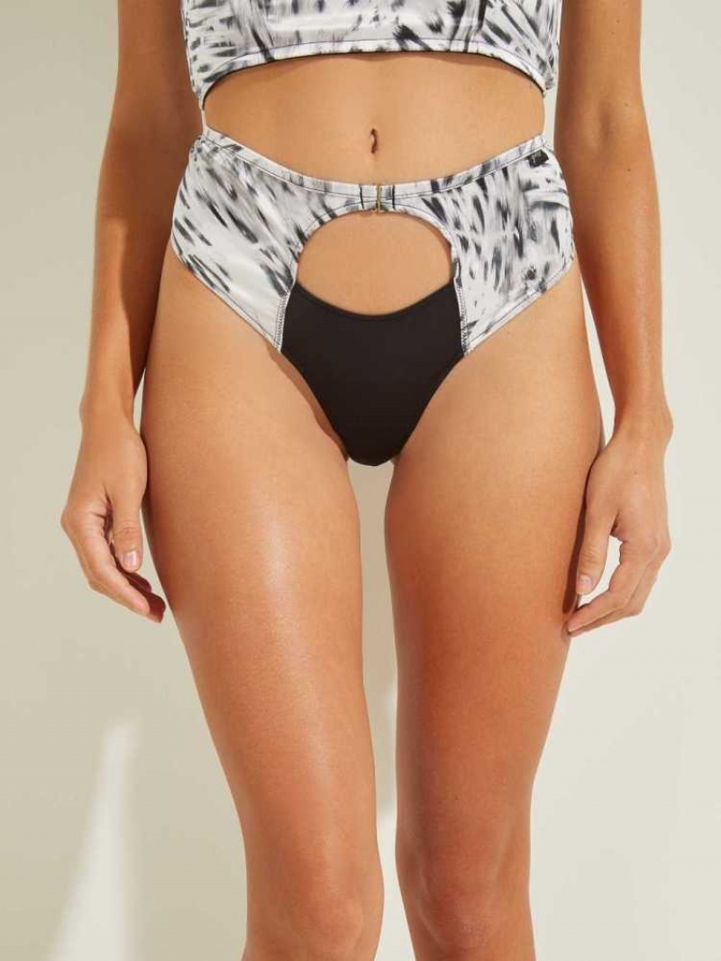 Women\'s Guess Addie Brazilian Thong Underwear Leopard Black | 1675-TZIXF