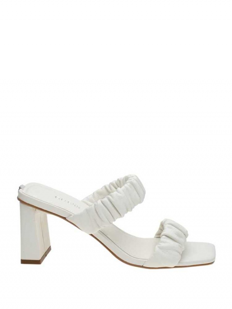 Women's Guess Aindrea Heeled Mules Heels Shoes White | 7892-JWQIS