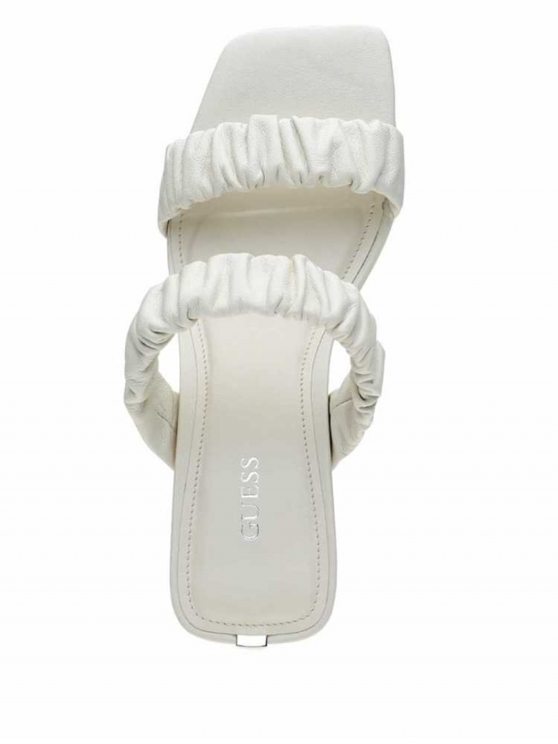 Women's Guess Aindrea Heeled Mules Heels Shoes White | 7892-JWQIS