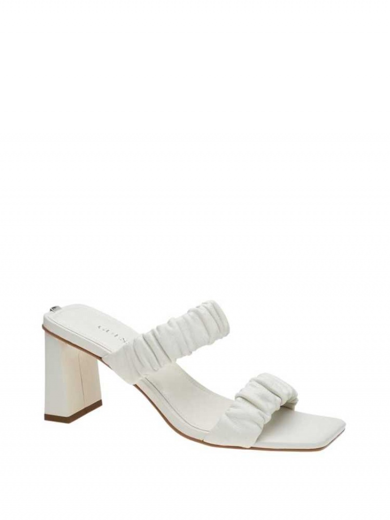 Women\'s Guess Aindrea Heeled Mules Heels Shoes White | 7892-JWQIS
