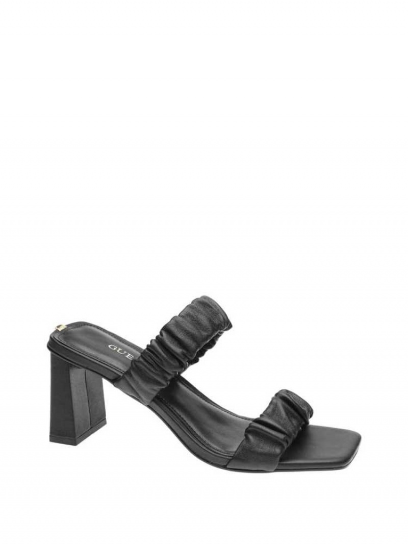 Women\'s Guess Aindrea Heeled Mules Heels Shoes Black | 1590-QOBEU