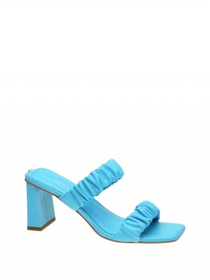 Women\'s Guess Aindrea Heeled Mules Heels Shoes Blue | 4396-ZPOJF