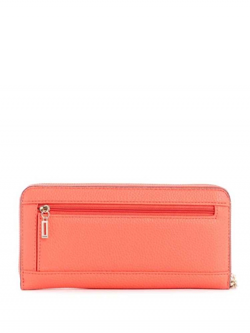 Women's Guess Albury Large Zip-Around Wallets Coral | 9307-RWHFB