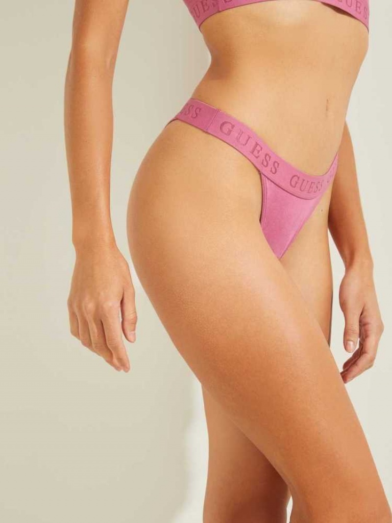Women's Guess April Thong Underwear Purple | 1439-DAZML