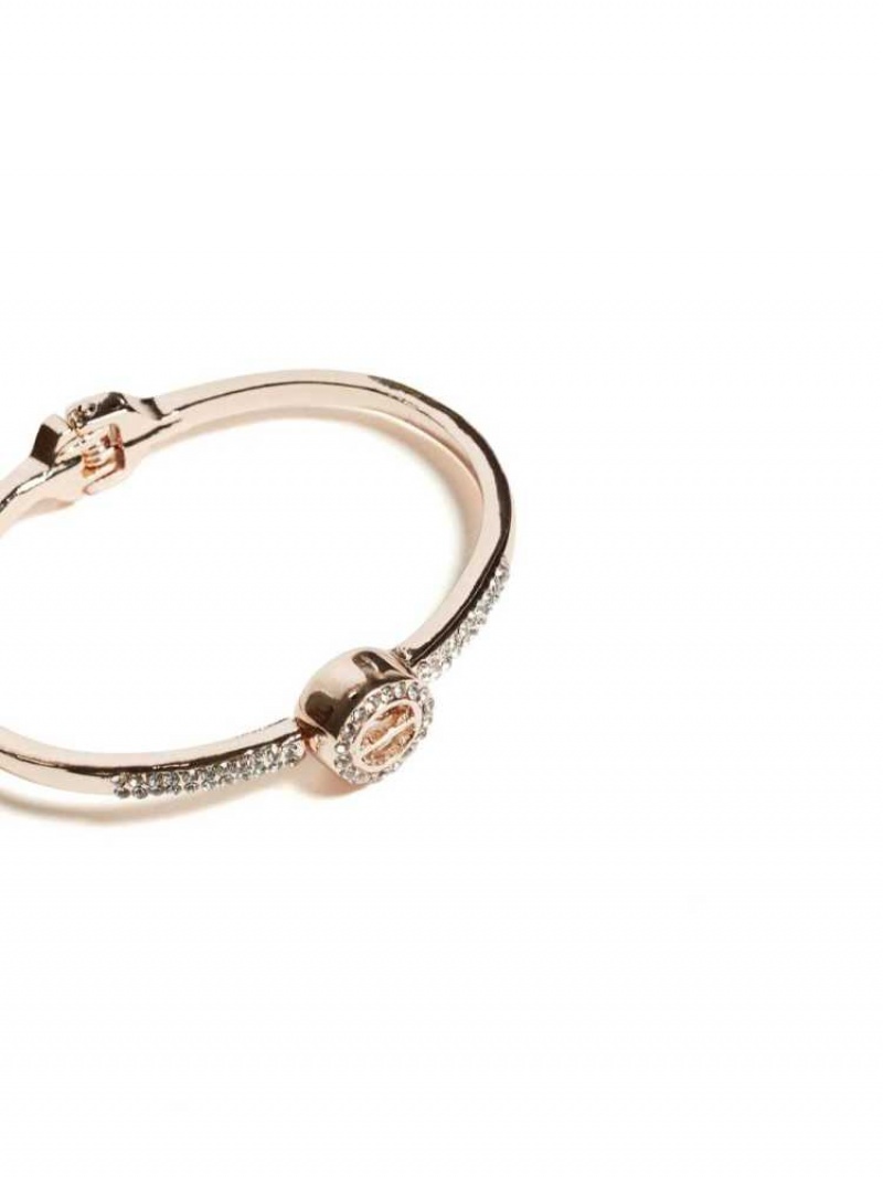 Women's Guess Caged Crystal Bangle Ring Rose Gold | 4526-DSYCG