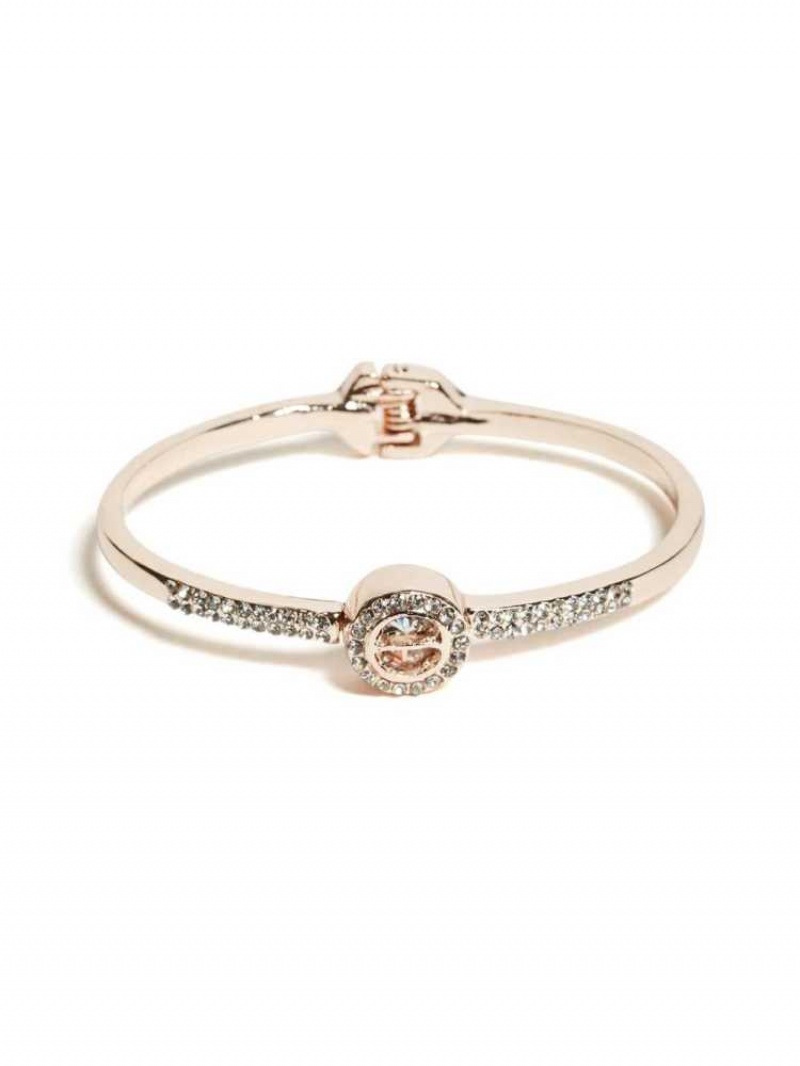 Women\'s Guess Caged Crystal Bangle Ring Rose Gold | 4526-DSYCG