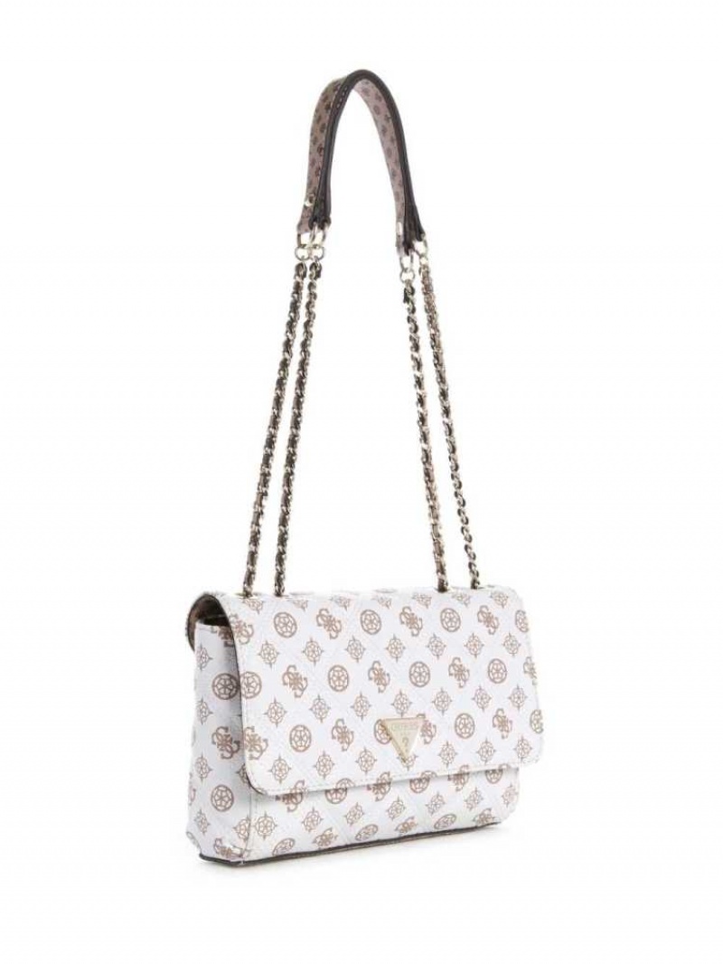 Women's Guess Cessily Faux-Leather Convertible Crossbodies White Multicolor | 4751-HLUAM