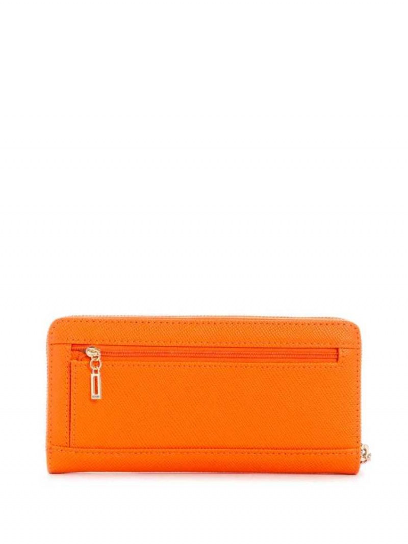 Women's Guess Cordelia Zip-Around Wallets Orange | 8394-DBMCJ