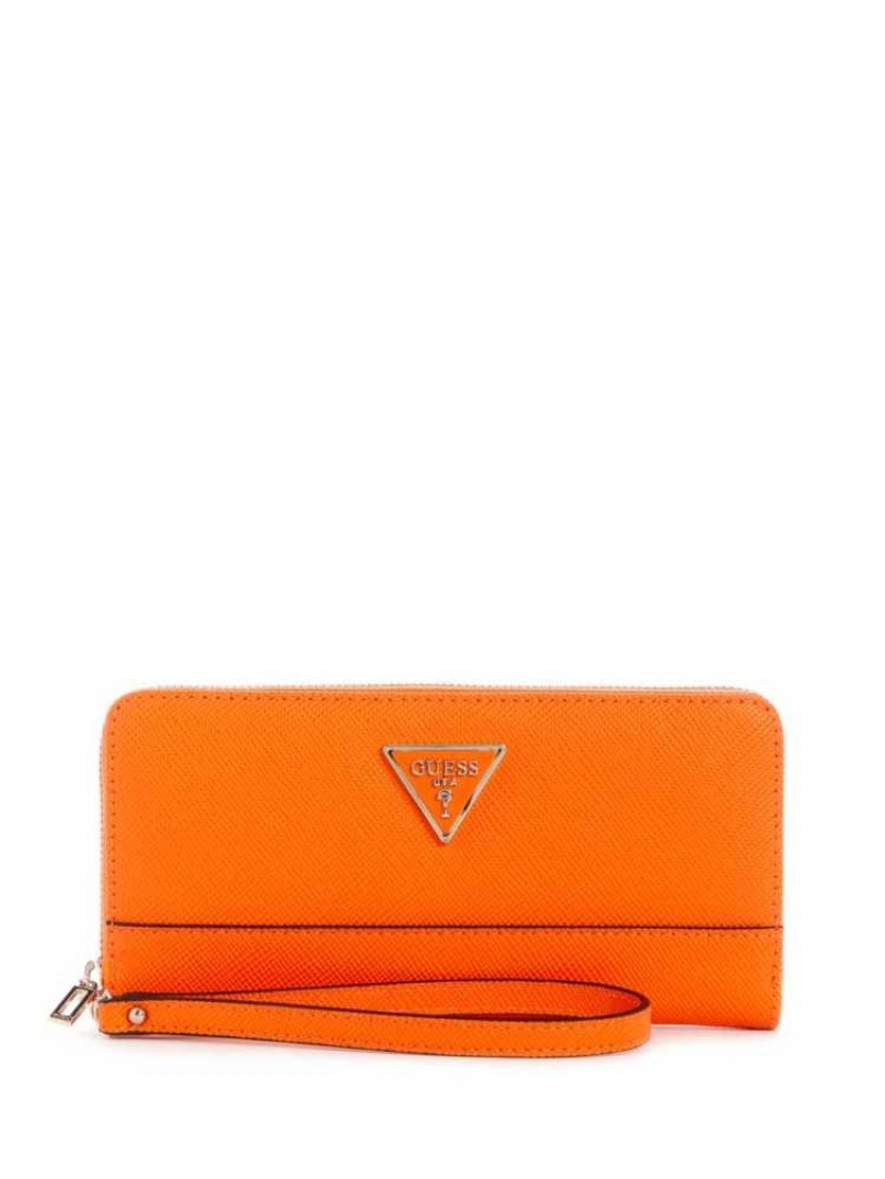 Women\'s Guess Cordelia Zip-Around Wallets Orange | 8394-DBMCJ