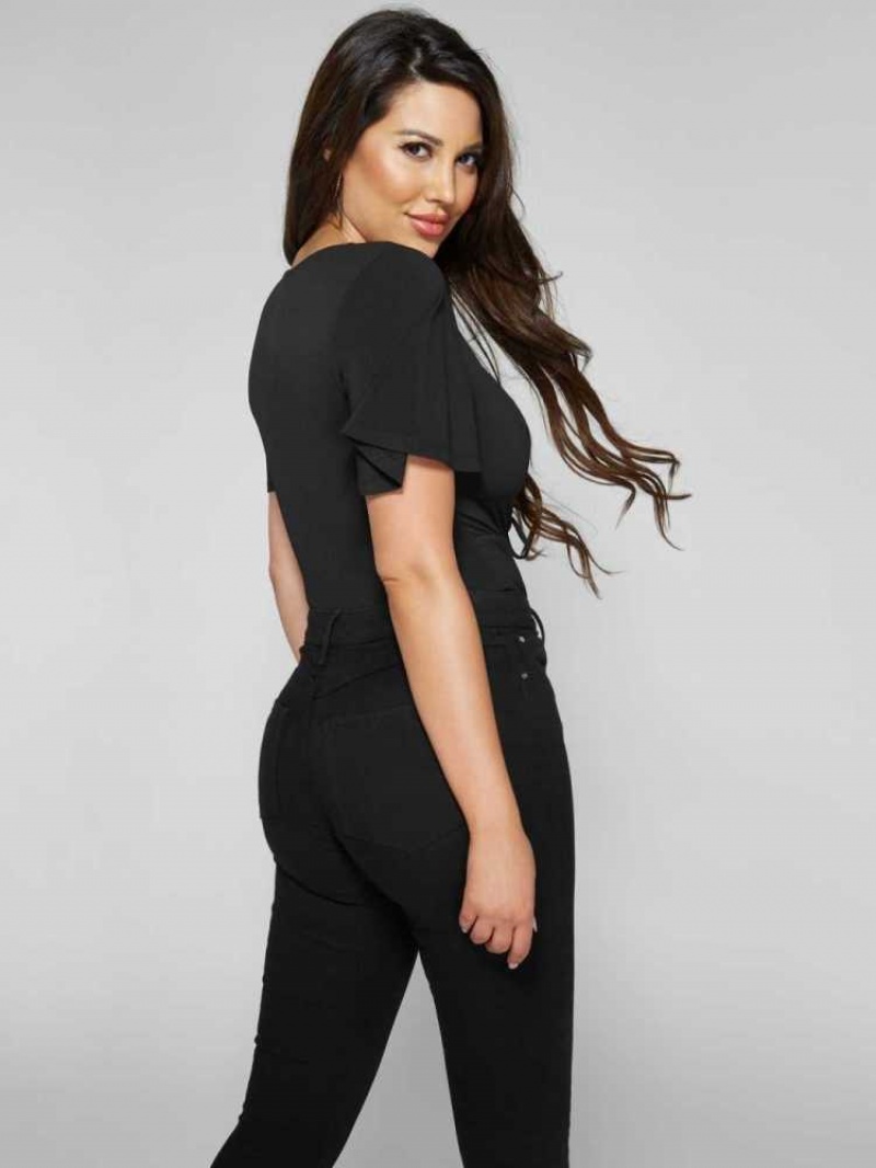 Women's Guess Darling Cutout Bodysuit Black | 9160-WNCRU