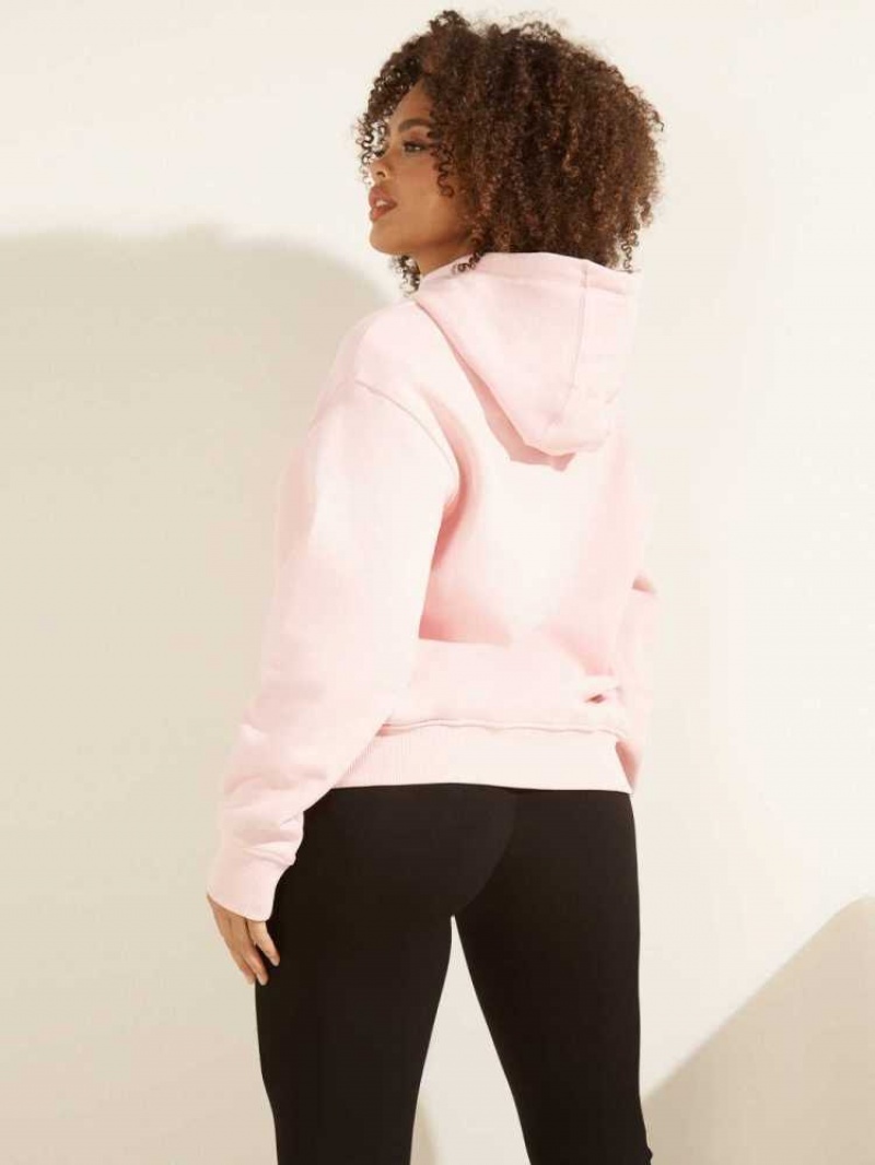 Women's Guess Eco Alisha Hooded Sweatshirt Light Pink | 7286-XYAMG