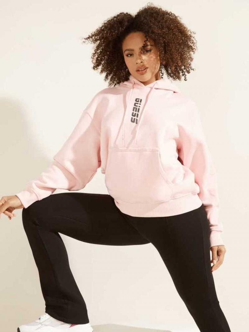 Women\'s Guess Eco Alisha Hooded Sweatshirt Light Pink | 7286-XYAMG