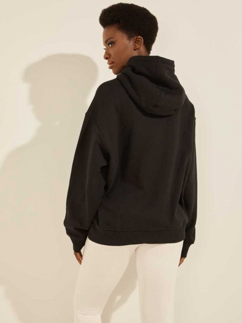Women's Guess Eco Alisha Hooded Sweatshirt Black | 4852-LETQK