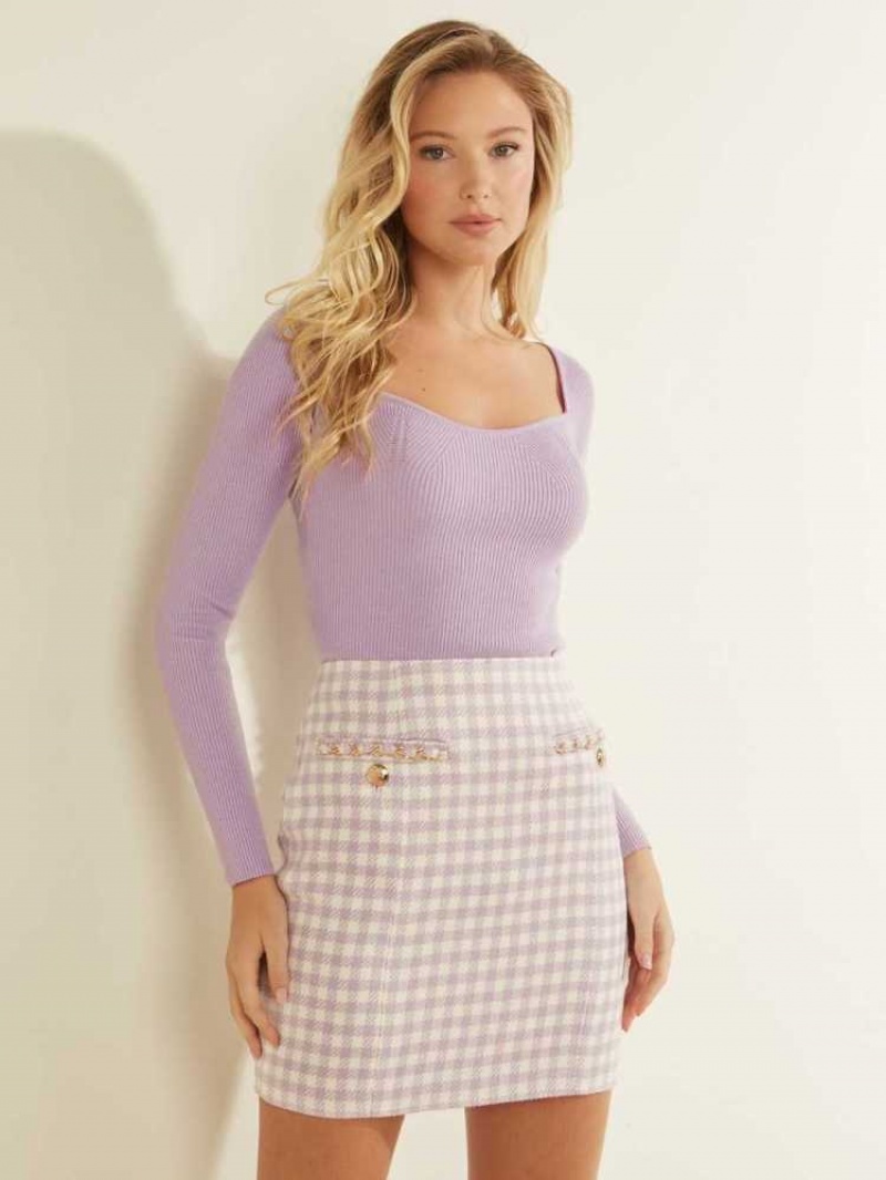 Women\'s Guess Eco Babette Sweaters Light Purple | 3215-ALBJX
