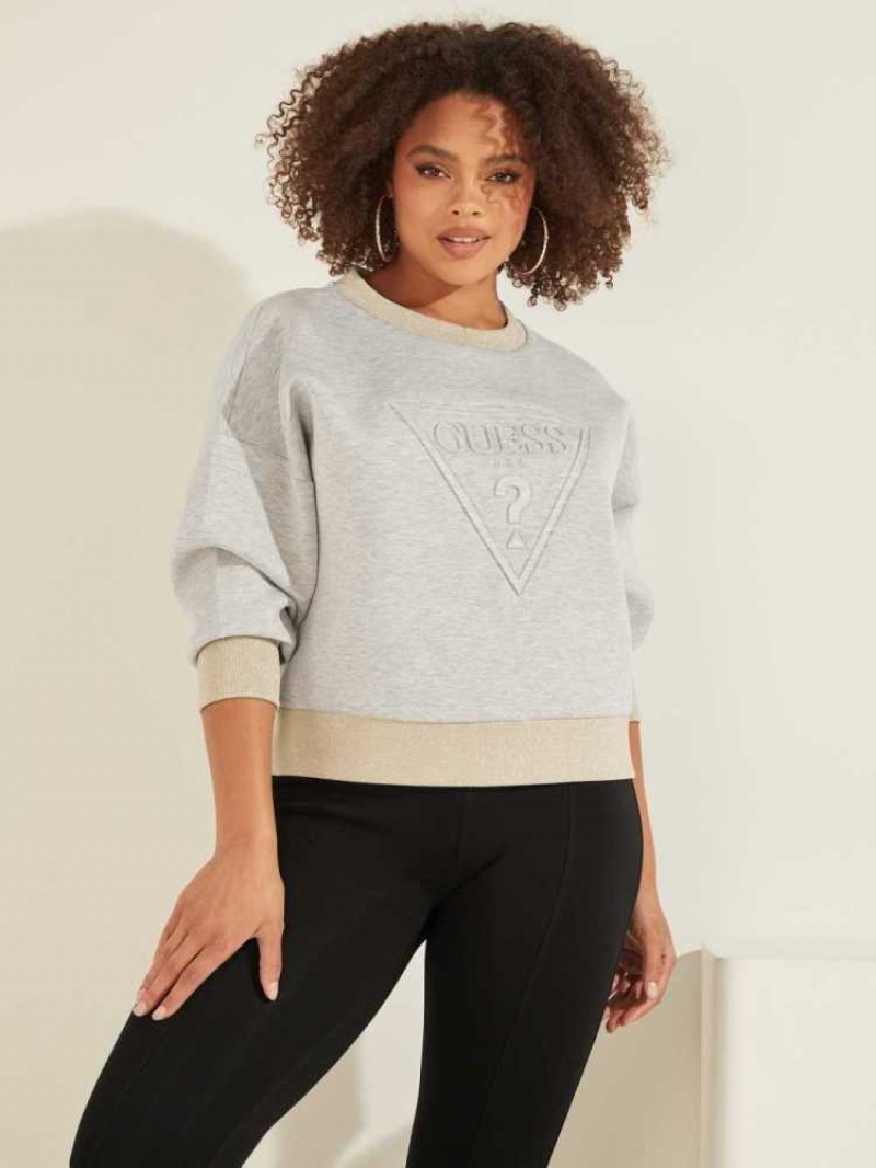 Women\'s Guess Eco Corina Logo Sweatshirt Light Grey | 3604-KPUSI