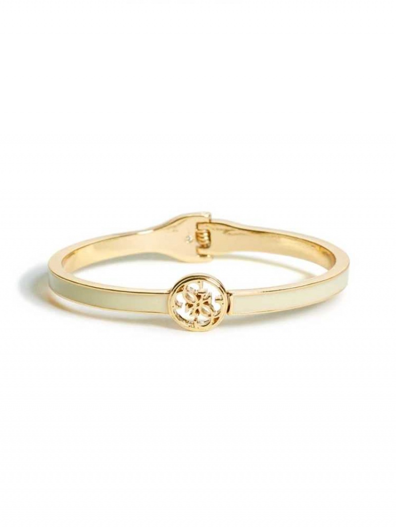 Women\'s Guess Enamel Logo Bangle Ring Light Gold / Brown | 6790-NDEKV