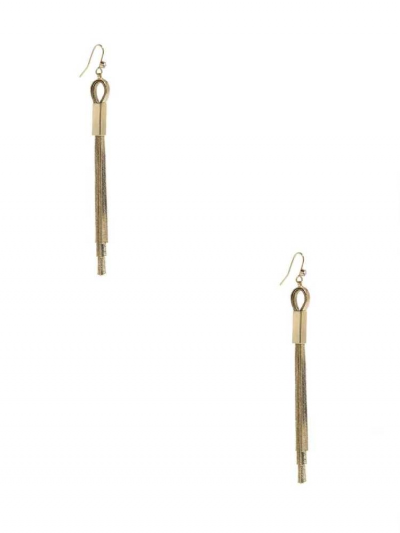 Women's Guess Gold-Tone Snake Chain Linear Earrings Gold | 6372-JFOWT