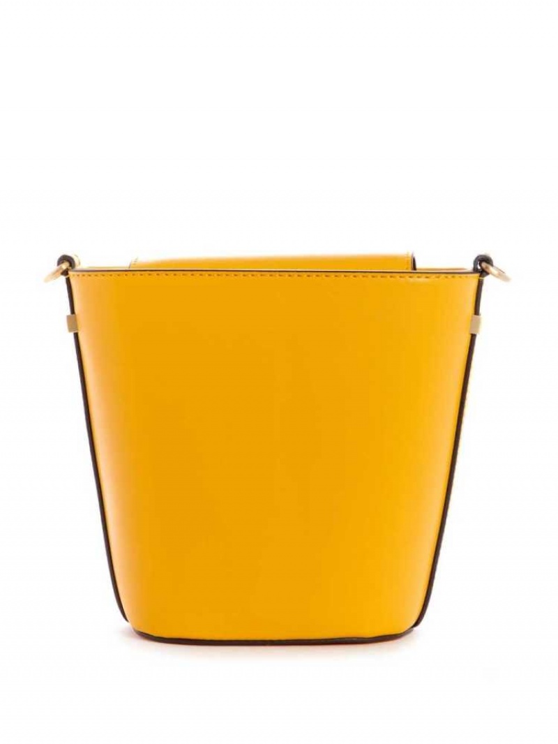 Women's Guess Hensely Bucket Crossbodies Yellow | 5612-LMQZD