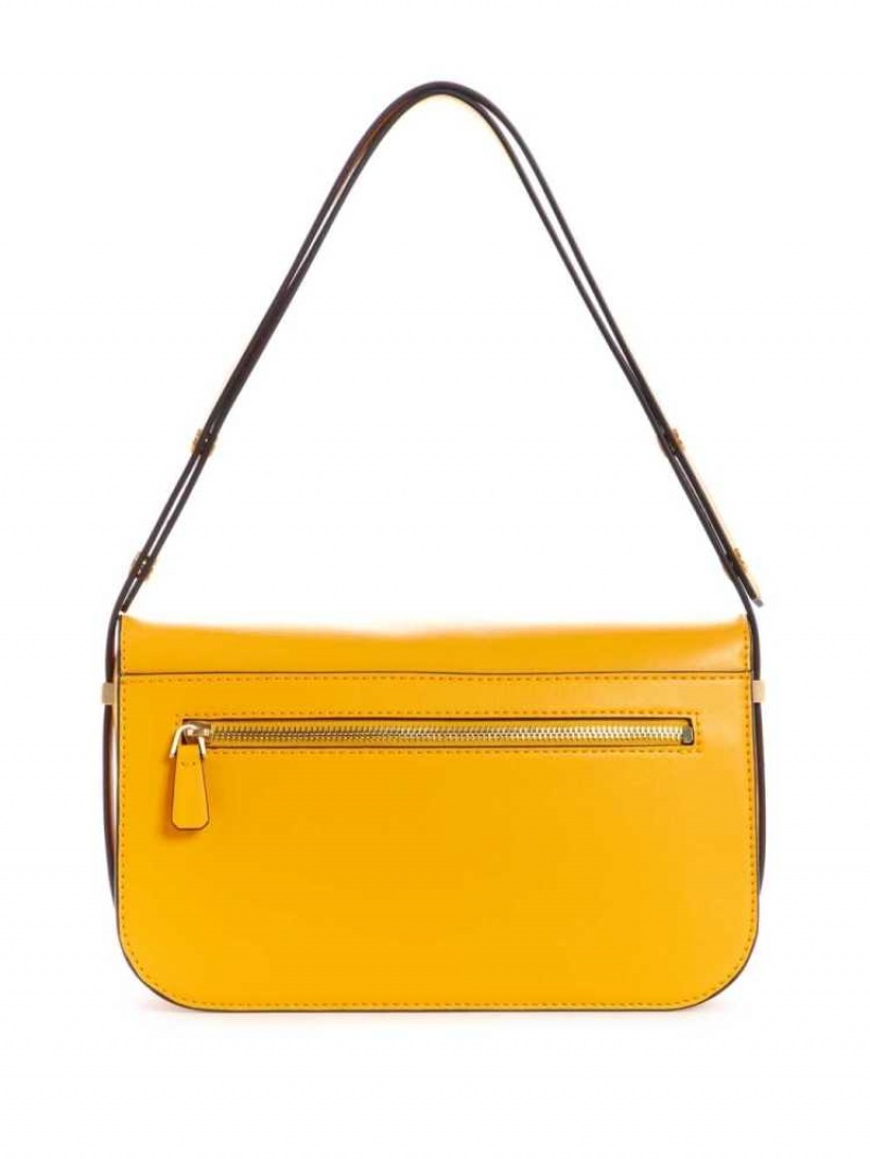 Women's Guess Hensely Convertible Shoulder Bags Yellow | 7953-UKNEG
