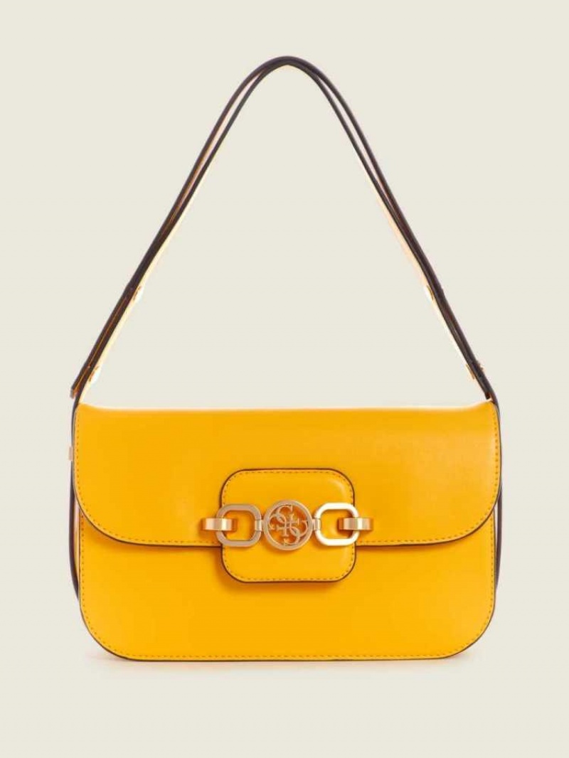 Women\'s Guess Hensely Convertible Shoulder Bags Yellow | 7953-UKNEG