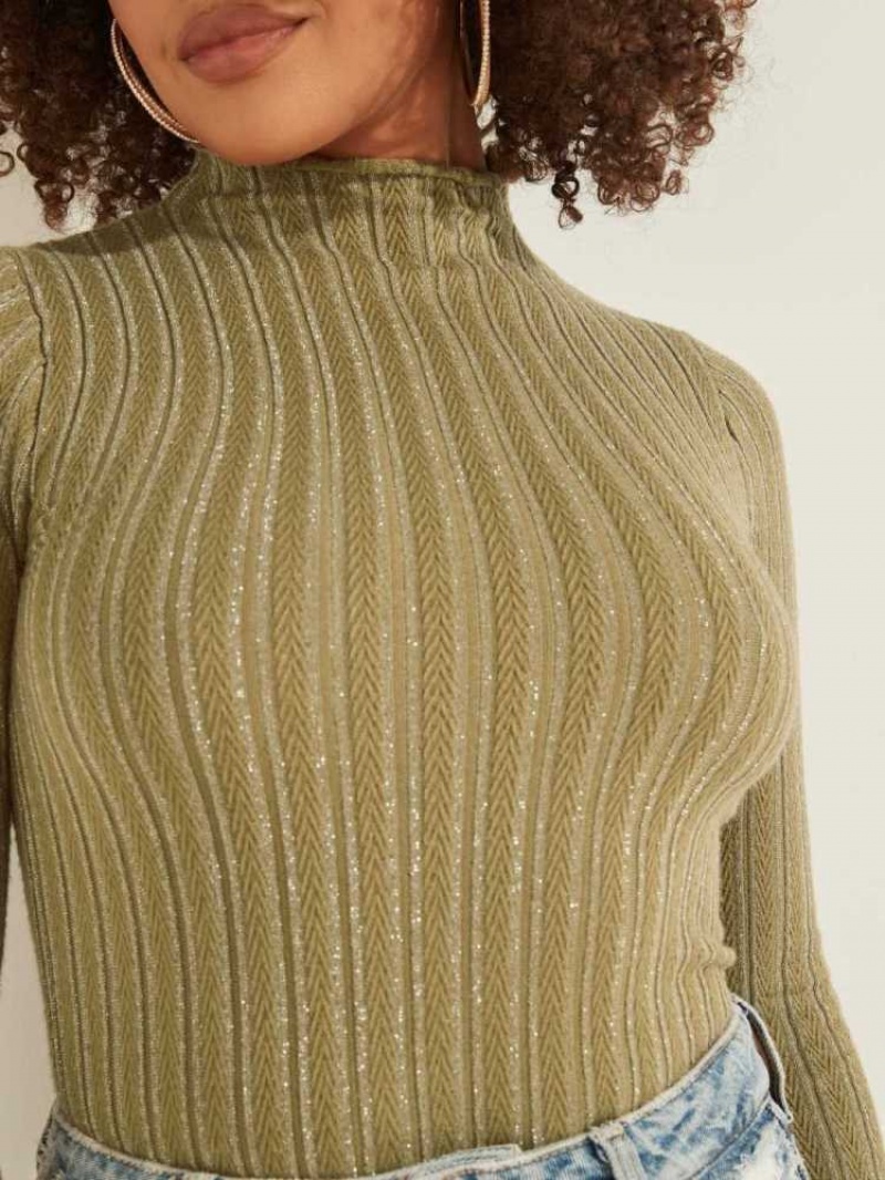 Women's Guess Isidora Sweater Top Sweaters Green | 4975-SYFUL
