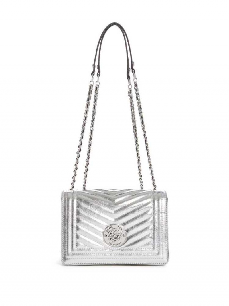 Women\'s Guess Lida Convertible Crossbodies Silver | 2940-IGNUZ