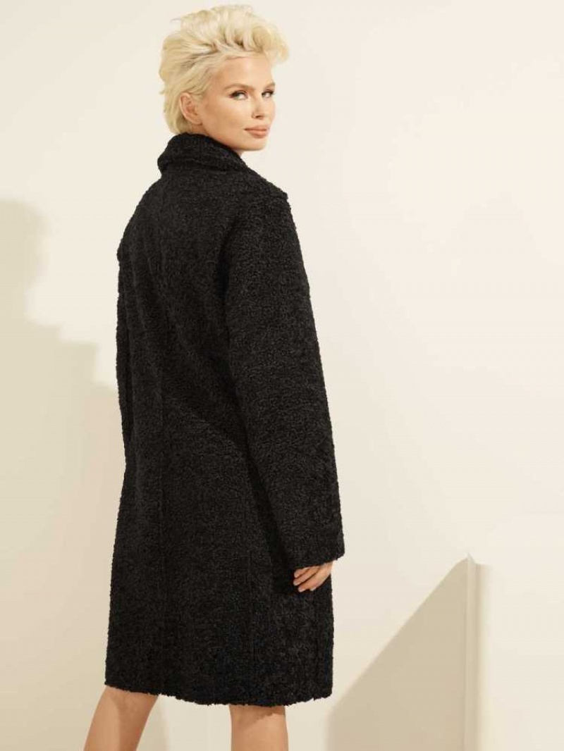 Women's Guess Manuela Reversible Coats Black | 5617-CQMRB