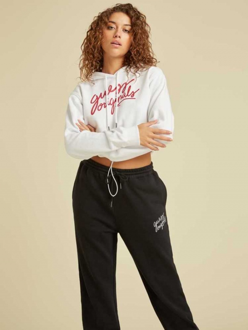 Women's Guess Originals Cropped Hoodies White | 1094-CZTIW