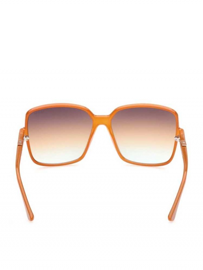 Women's Guess Oversized Square Logo Sunglasses Orange | 0531-OAIPL