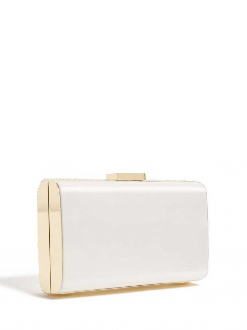 Women's Guess Pearl And Stone Clutch Handbags Gold | 9714-ORUNJ