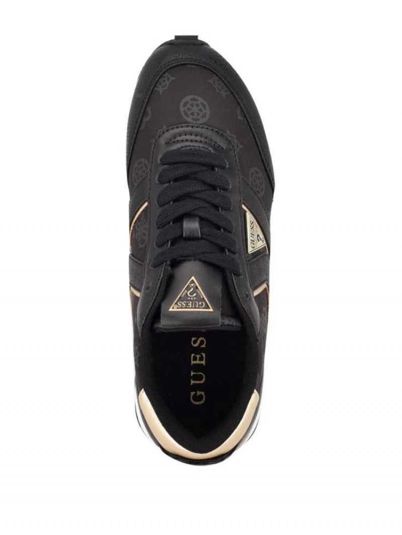 Women's Guess Peony Logo Sneakers Black | 6083-DHASW