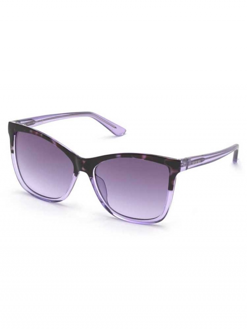 Women's Guess Purple Square Sunglasses Purple | 4965-QRFCI