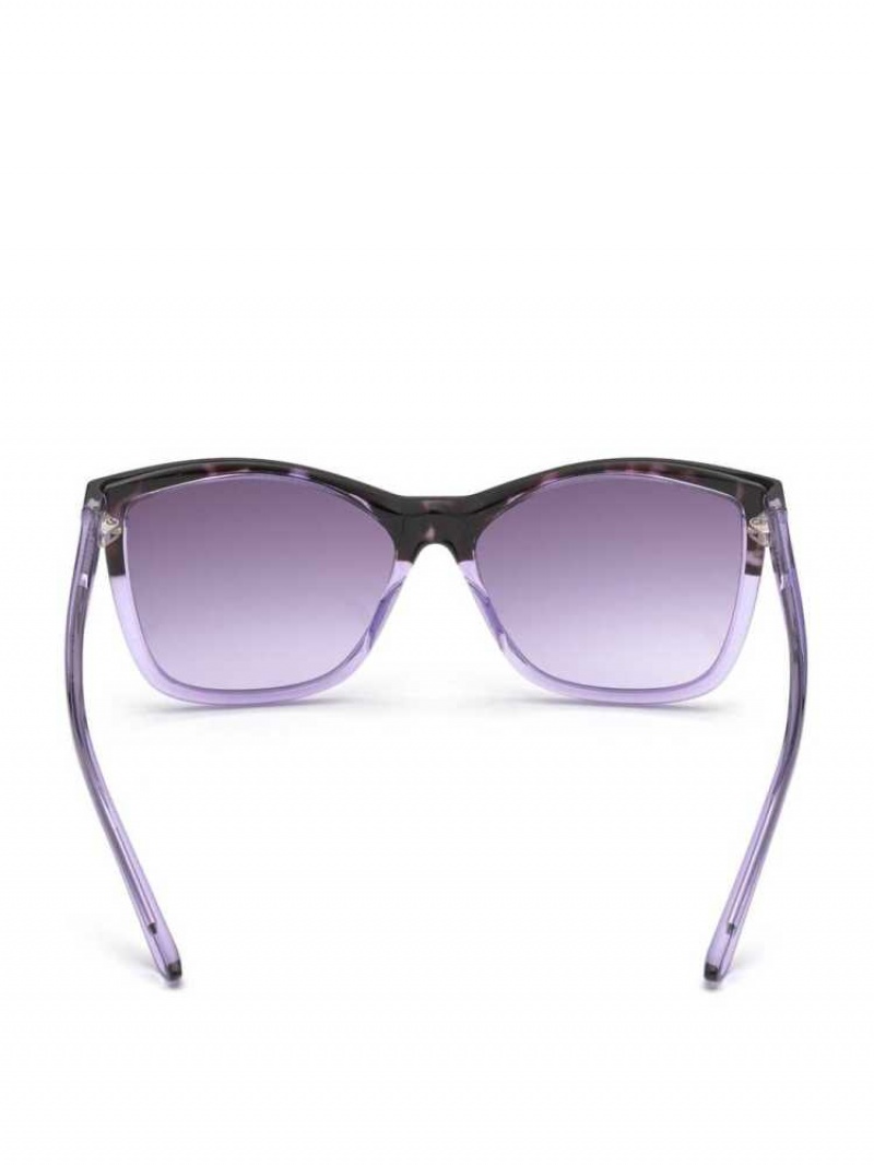 Women's Guess Purple Square Sunglasses Purple | 4965-QRFCI