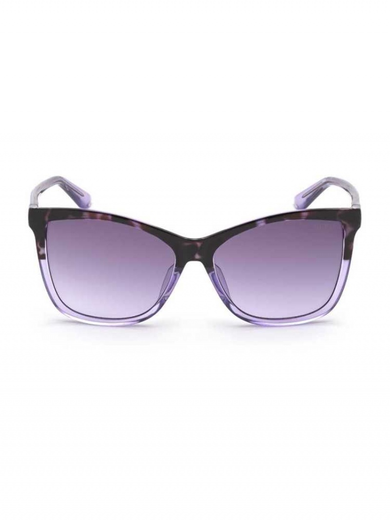Women\'s Guess Purple Square Sunglasses Purple | 4965-QRFCI