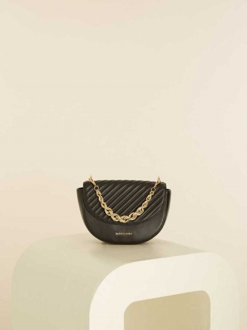 Women\'s Guess Rope Chain Crossbody Handbags Black | 4865-ULMIX