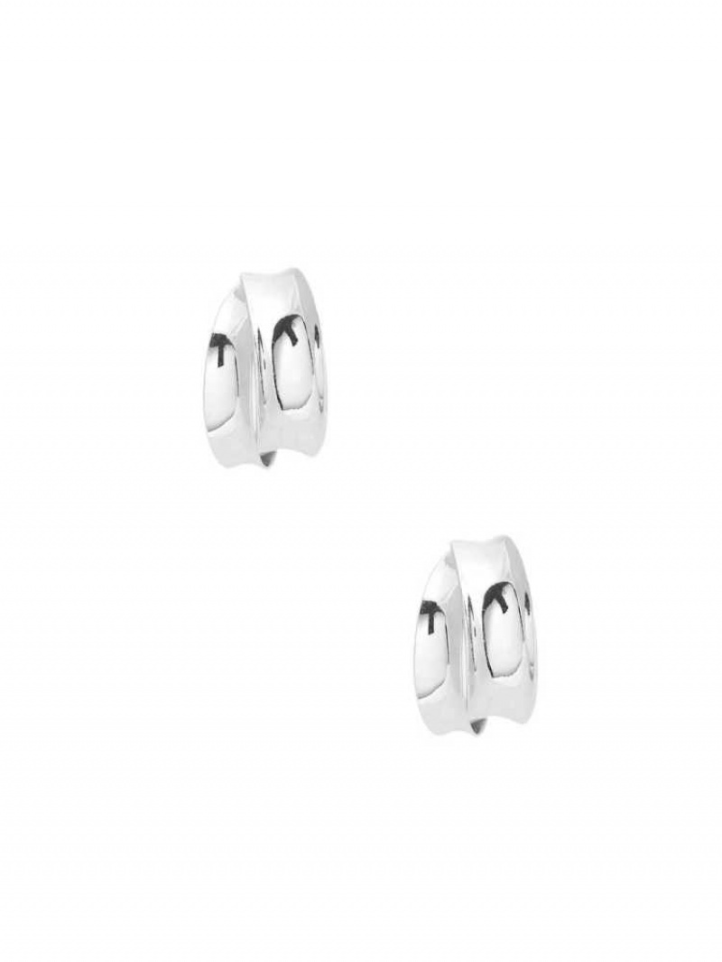 Women's Guess Silver-Tone Double Hoop Earrings Silver | 8032-IKEHM